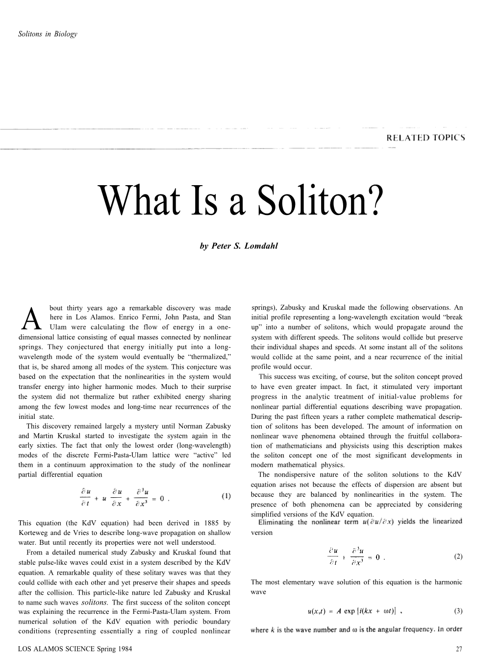 What Is a Soliton?