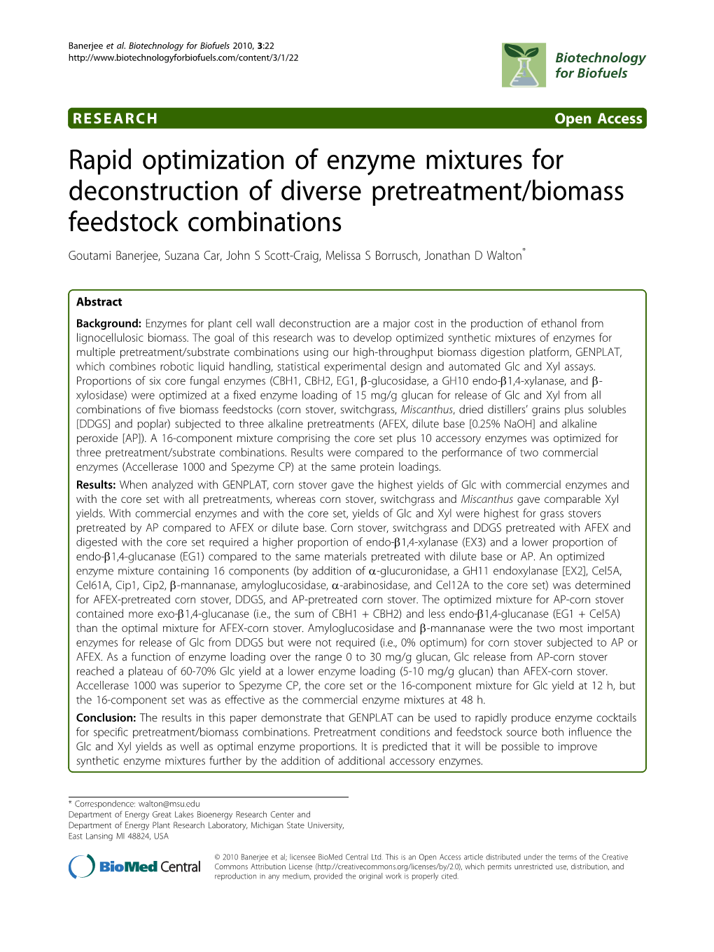 Rapid Optimization of Enzyme Mixtures for Deconstruction Of