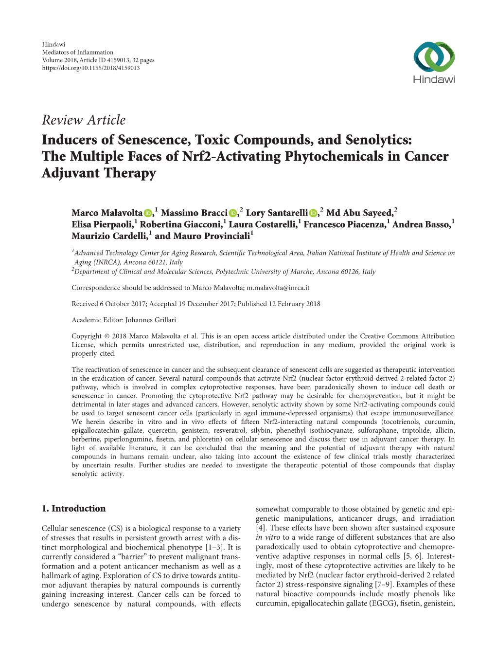Inducers of Senescence, Toxic Compounds, and Senolytics: the Multiple Faces of Nrf2-Activating Phytochemicals in Cancer Adjuvant Therapy