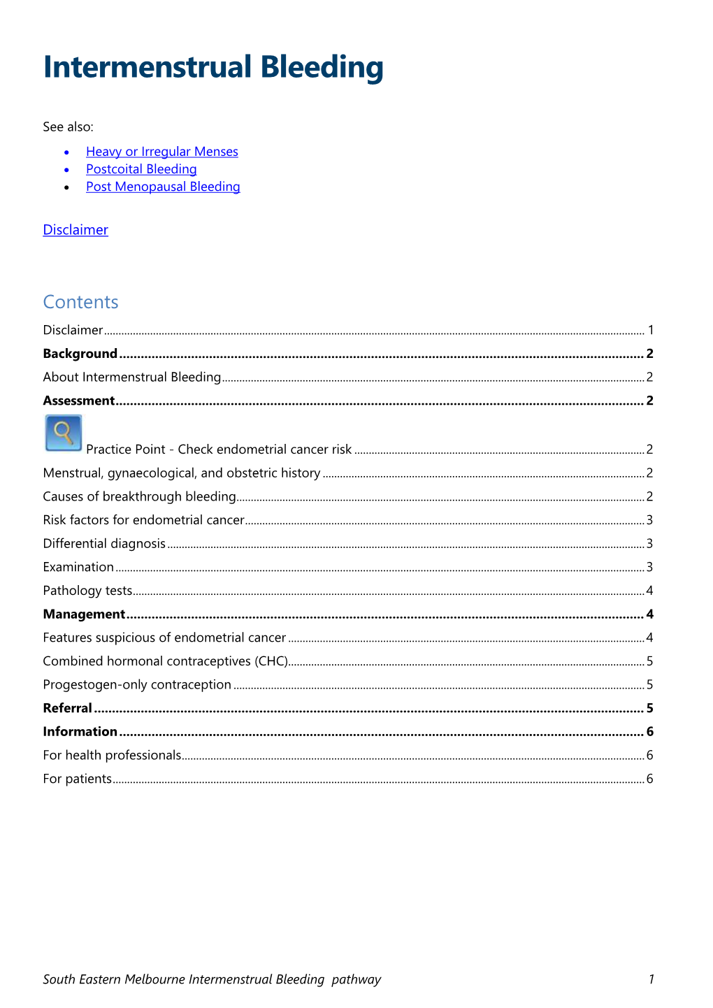 Intermenstrual Bleeding