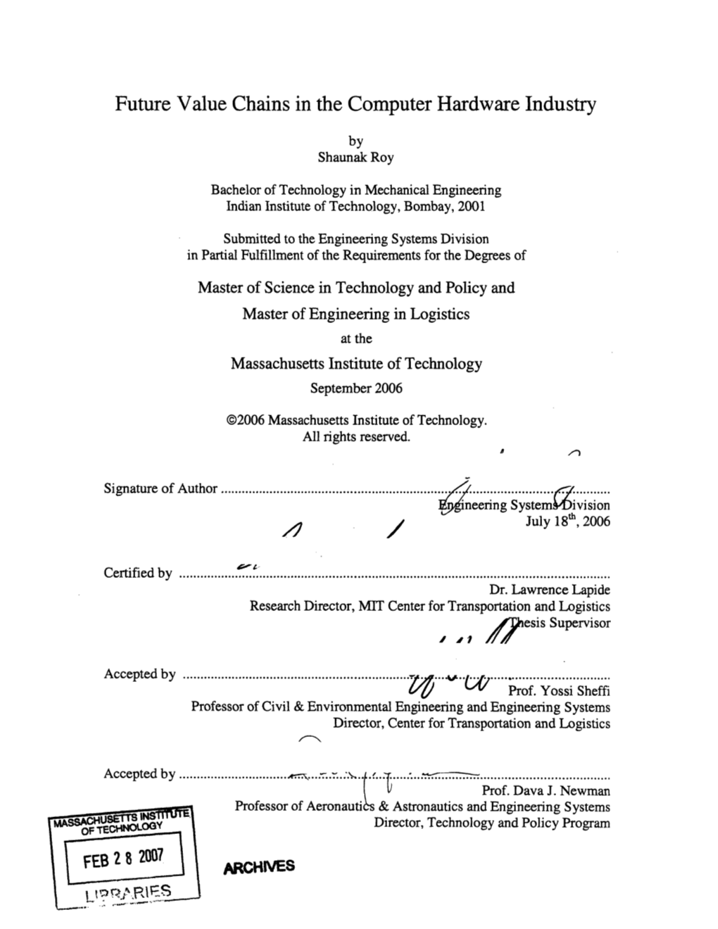 Future Value Chains in the Computer Hardware Industry ARCHIVES