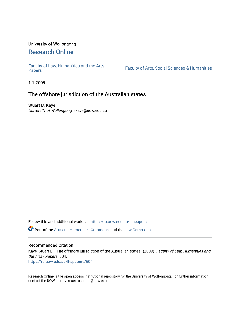 The Offshore Jurisdiction of the Australian States