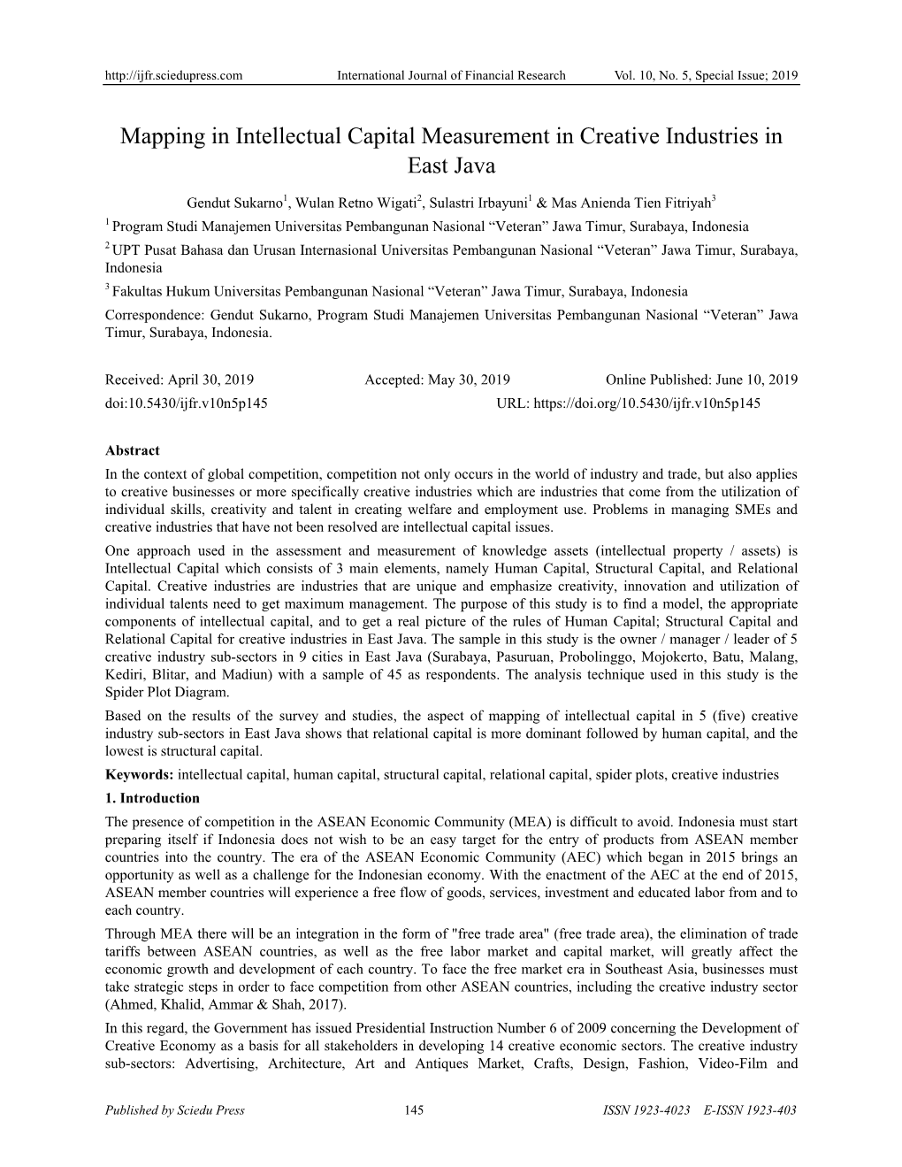 Mapping in Intellectual Capital Measurement in Creative Industries in East Java