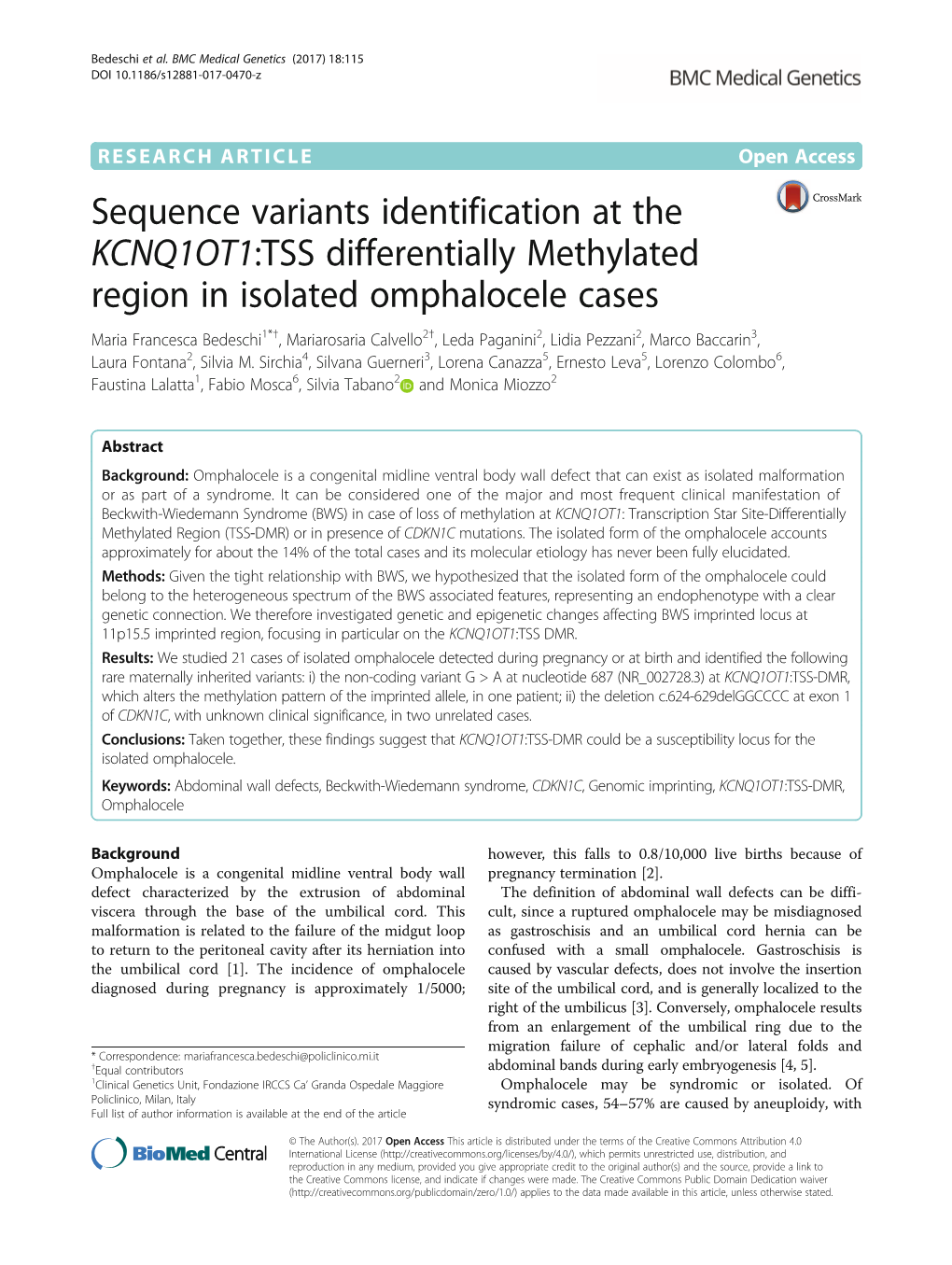 Sequence Variants Identification at the KCNQ1OT1:TSS Differentially