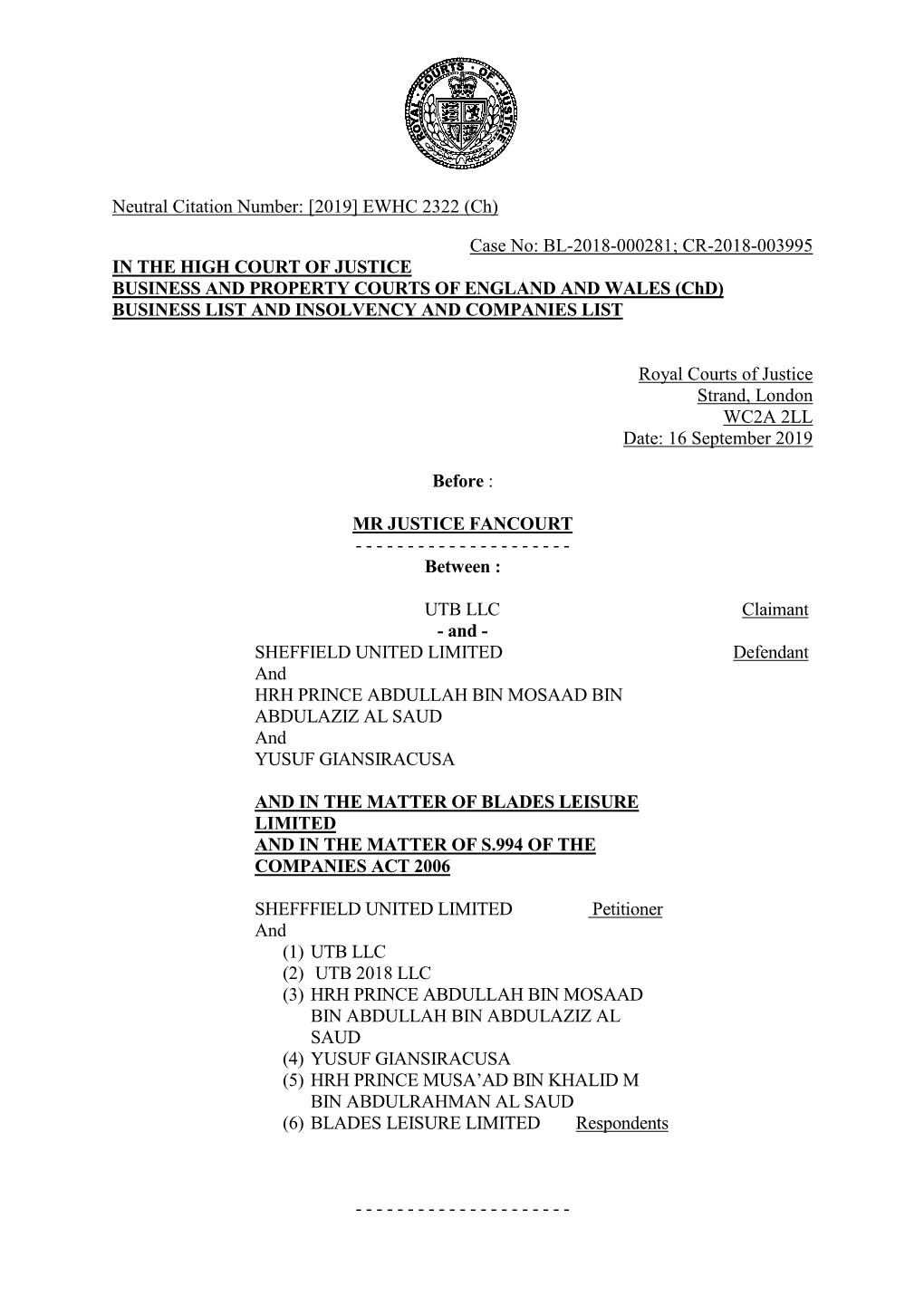 High Court Judgment Template