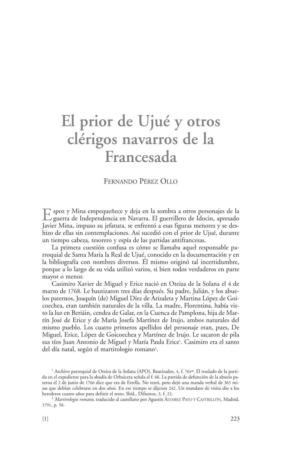 El Prior De Ujué Y Otros Clérigos Navarros De La Francesada