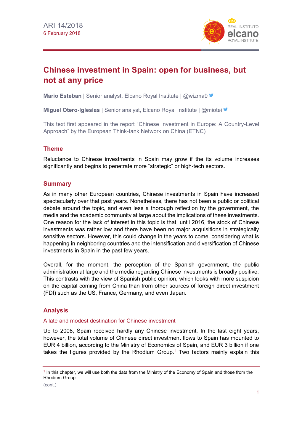 Chinese Investment in Spain: Open for Business, but Not at Any Price