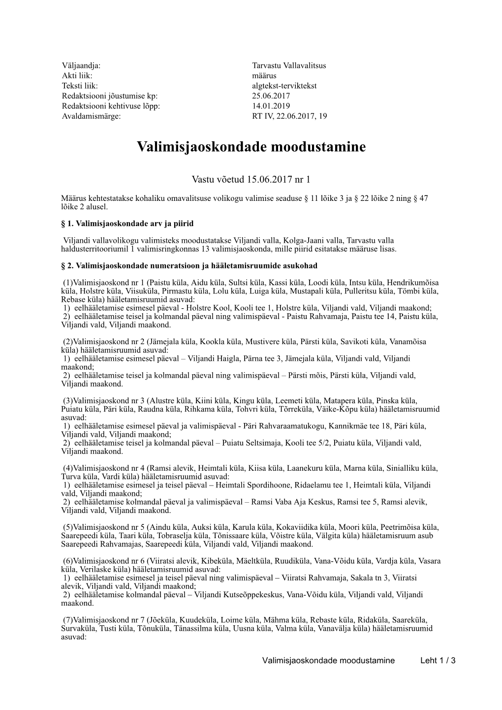 Valimisjaoskondade Moodustamine