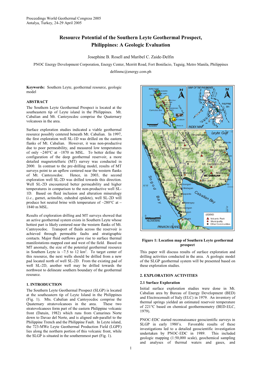 Resource Potential of the Southern Leyte Geothermal Prospect, Philippines: a Geologic Evaluation