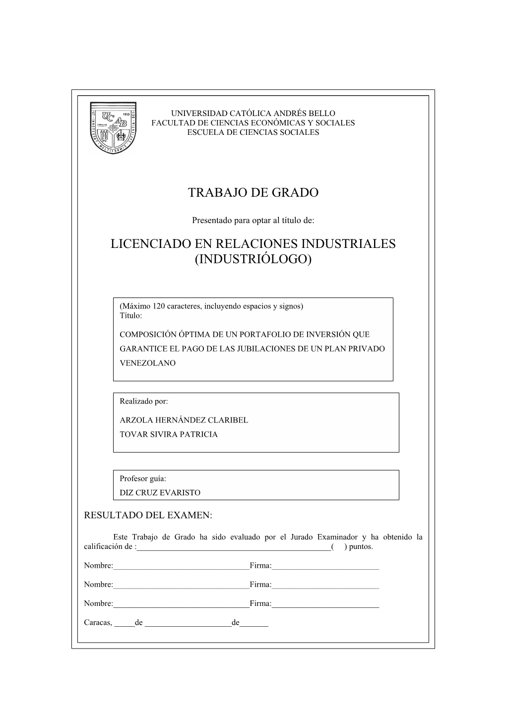 Trabajo De Grado Licenciado En Relaciones Industriales