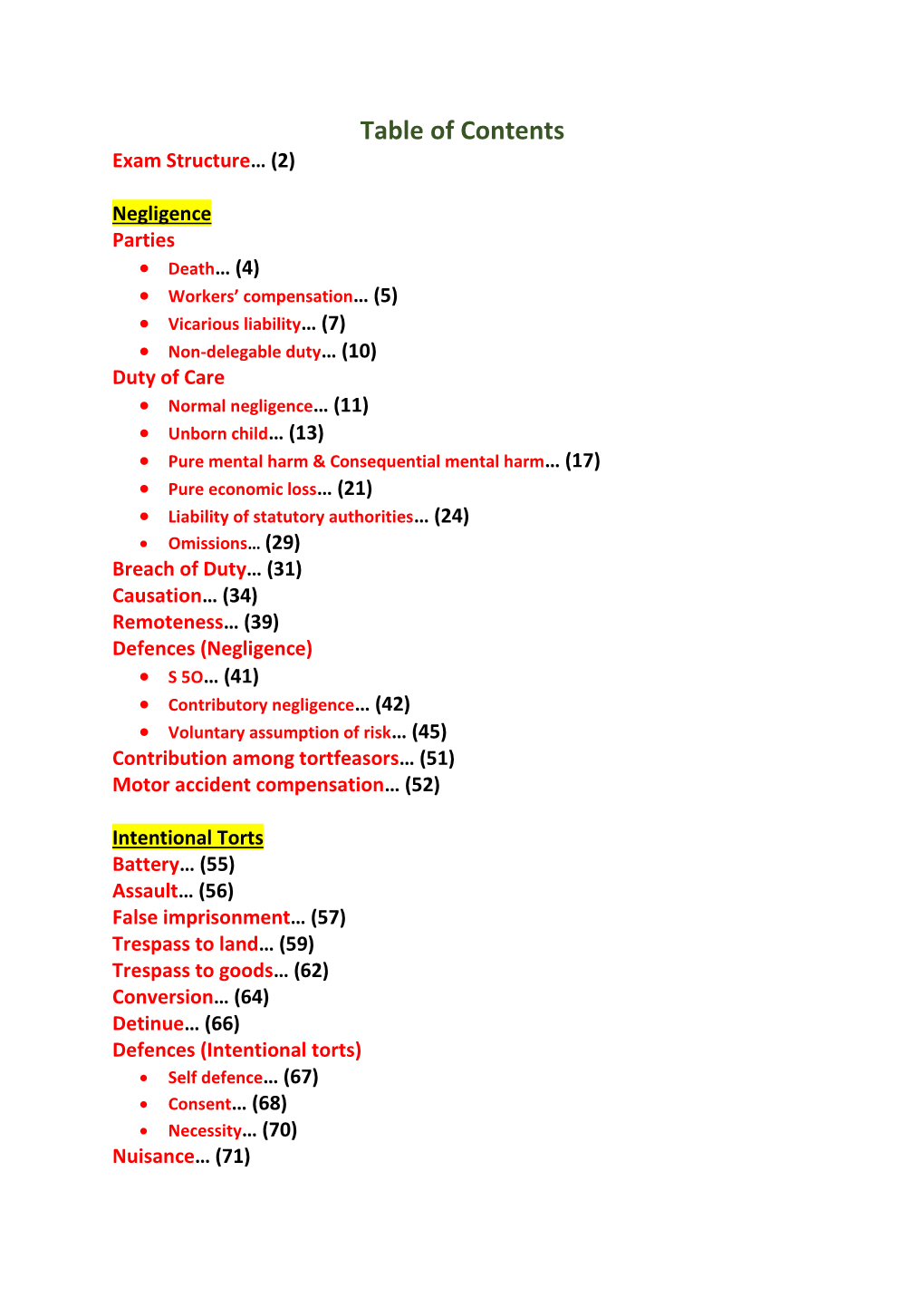 Table of Contents Exam Structure… (2)