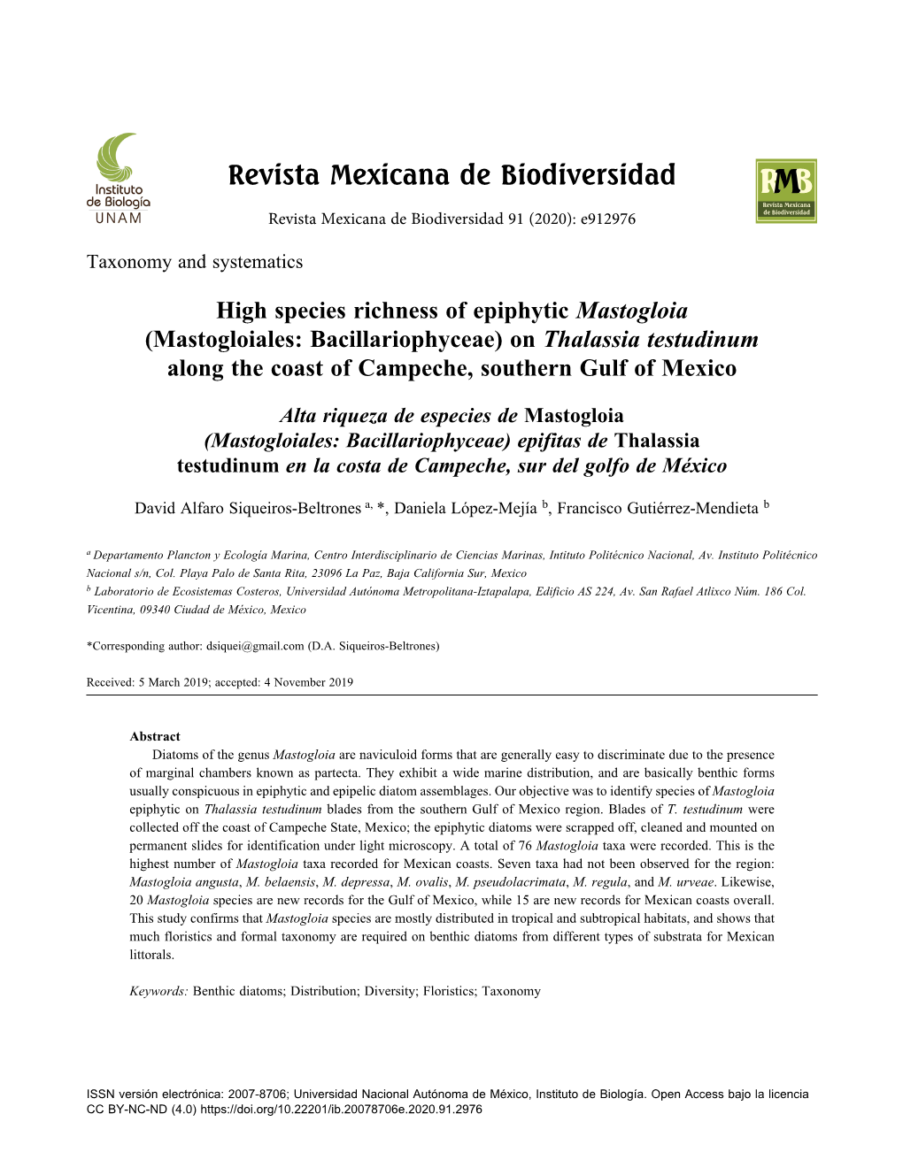 Revista Mexicana De Biodiversidad