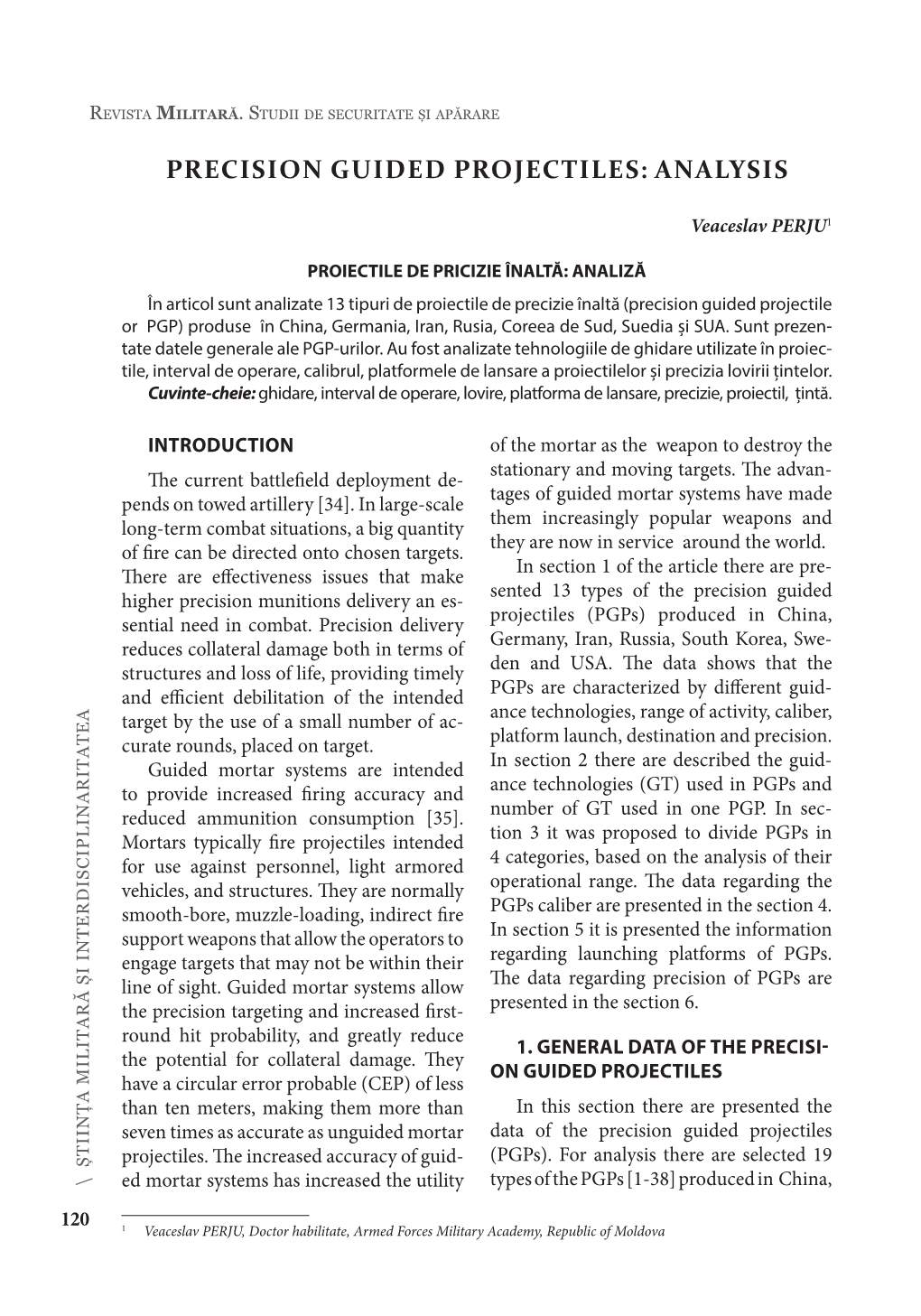 PRECISION GUIDED PROJECTILES: ANALYSIS Ilitară