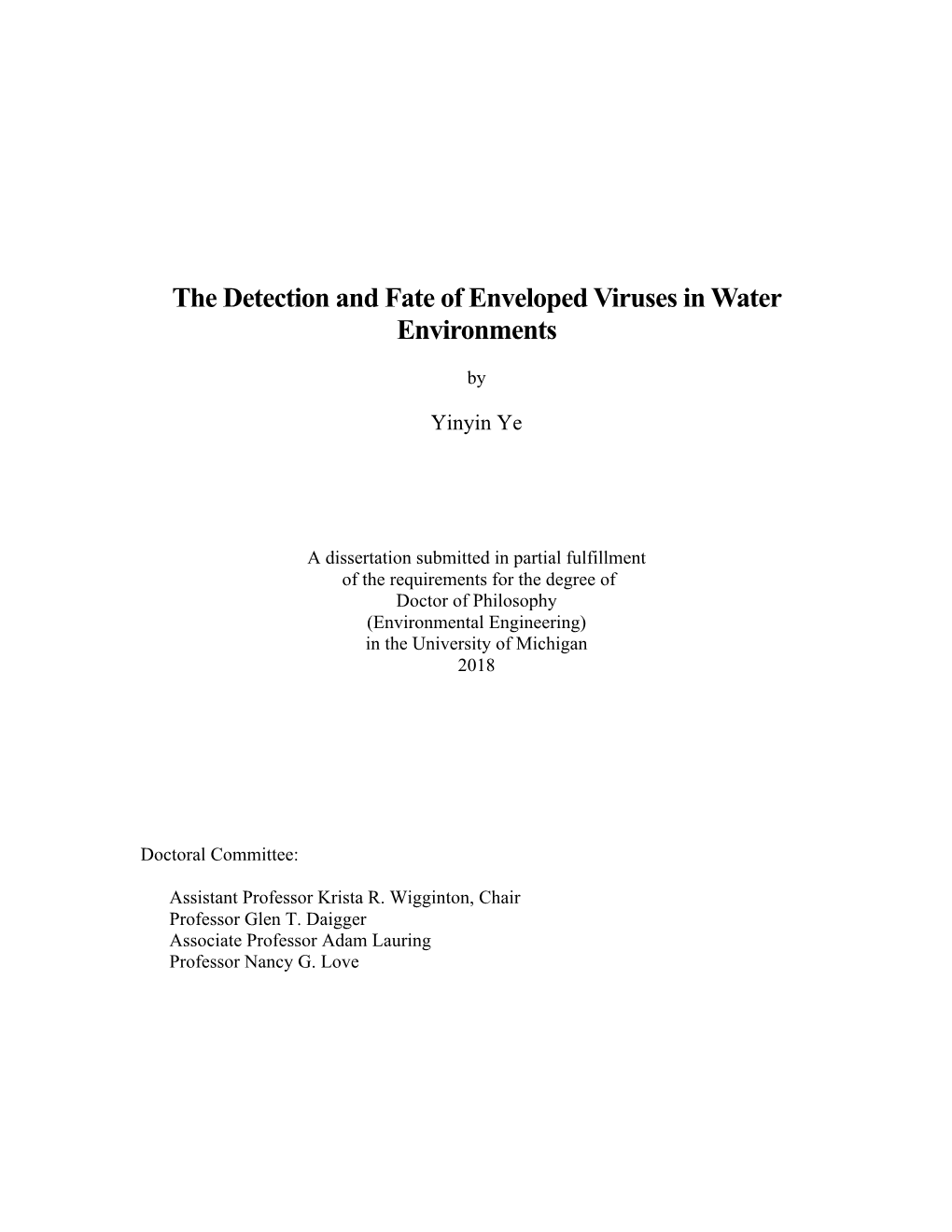 The Detection and Fate of Enveloped Viruses in Water Environments