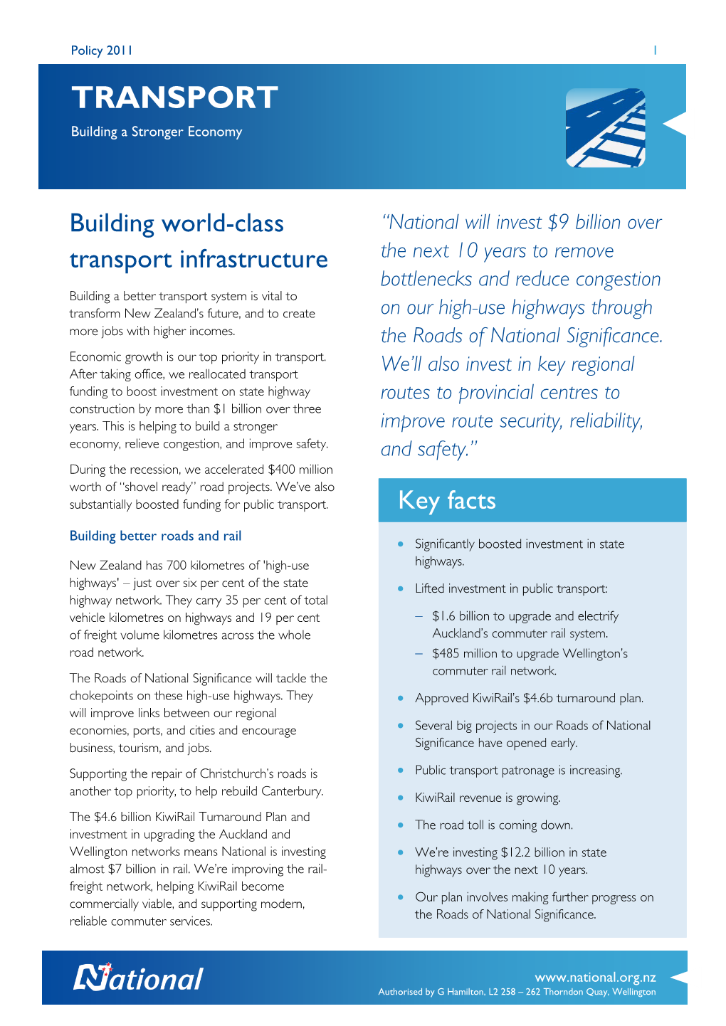 TRANSPORT Building a Stronger Economy