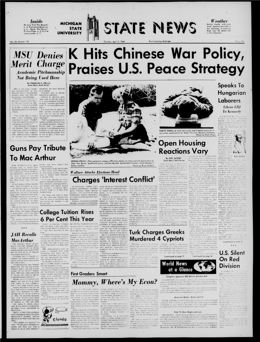 TATE H EW | MSU Deniesf K Hits Chinese War