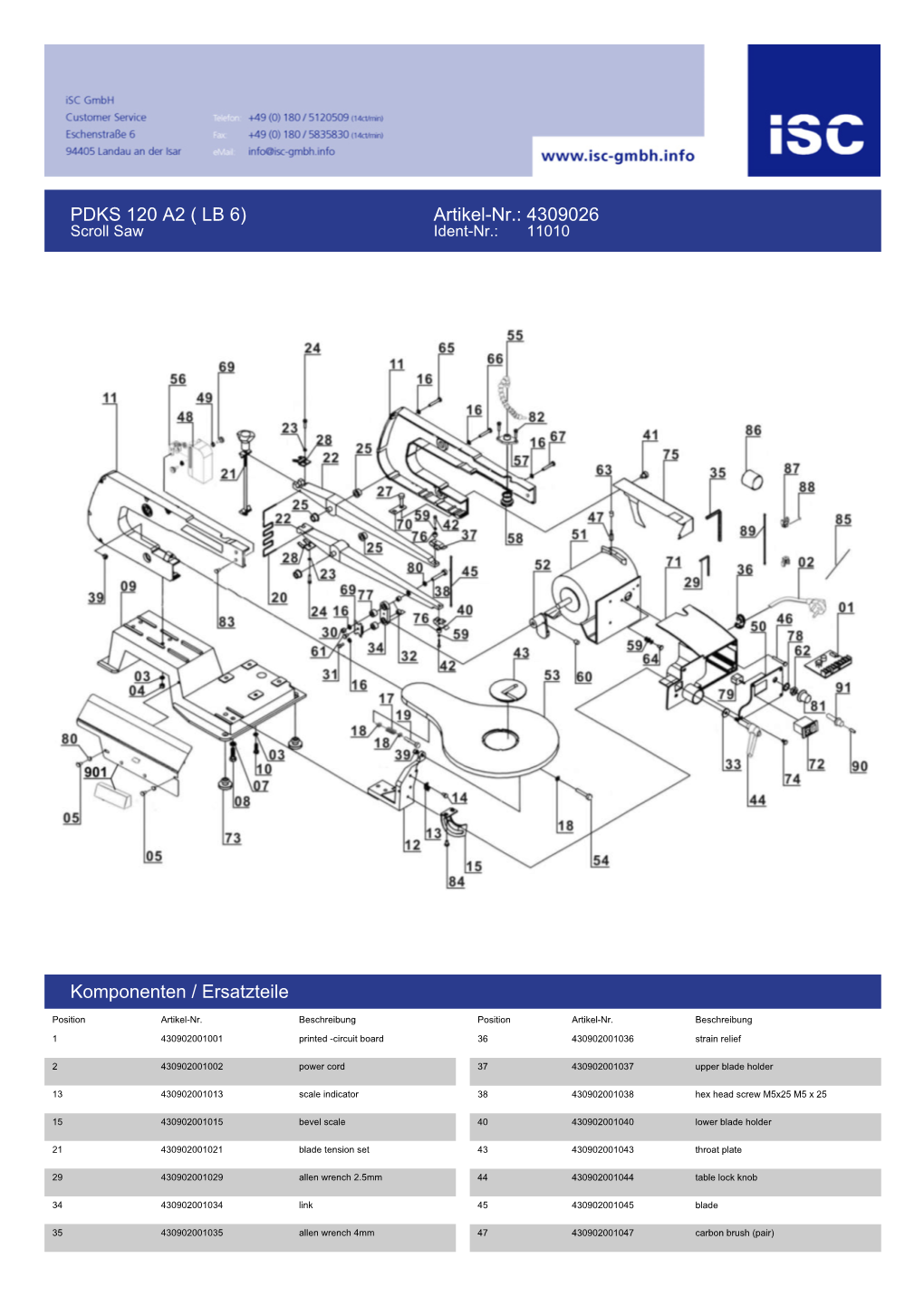 PDKS 120 A2 ( LB 6) Artikel-Nr.: 4309026 Komponenten / Ersatzteile