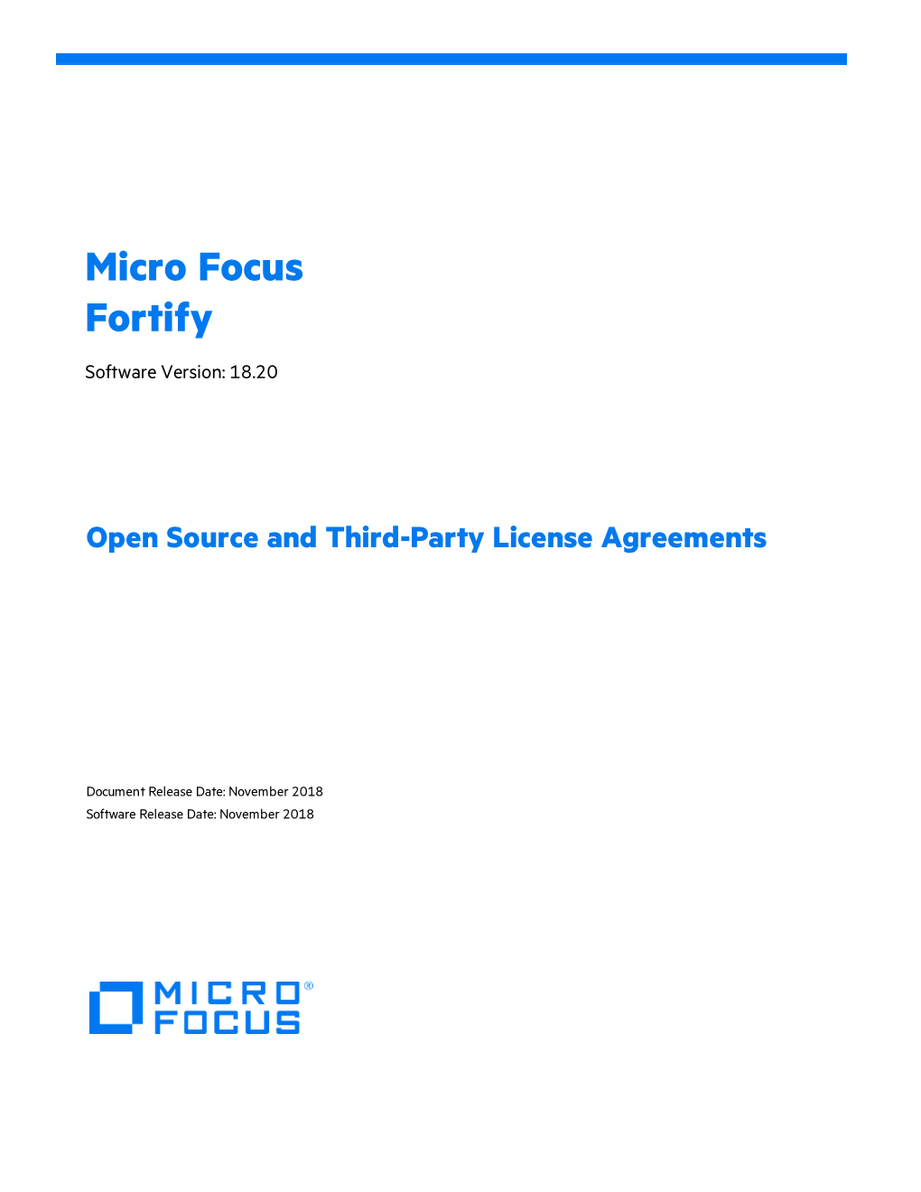 Micro Focus Fortify Open Source and Third-Party License Agreements