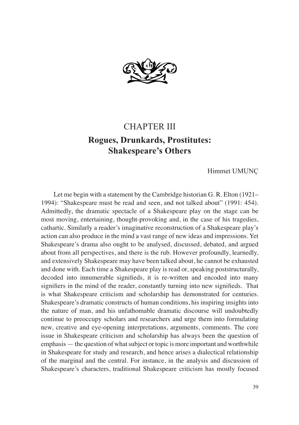CHAPTER III Rogues, Drunkards, Prostitutes: Shakespeare's Others
