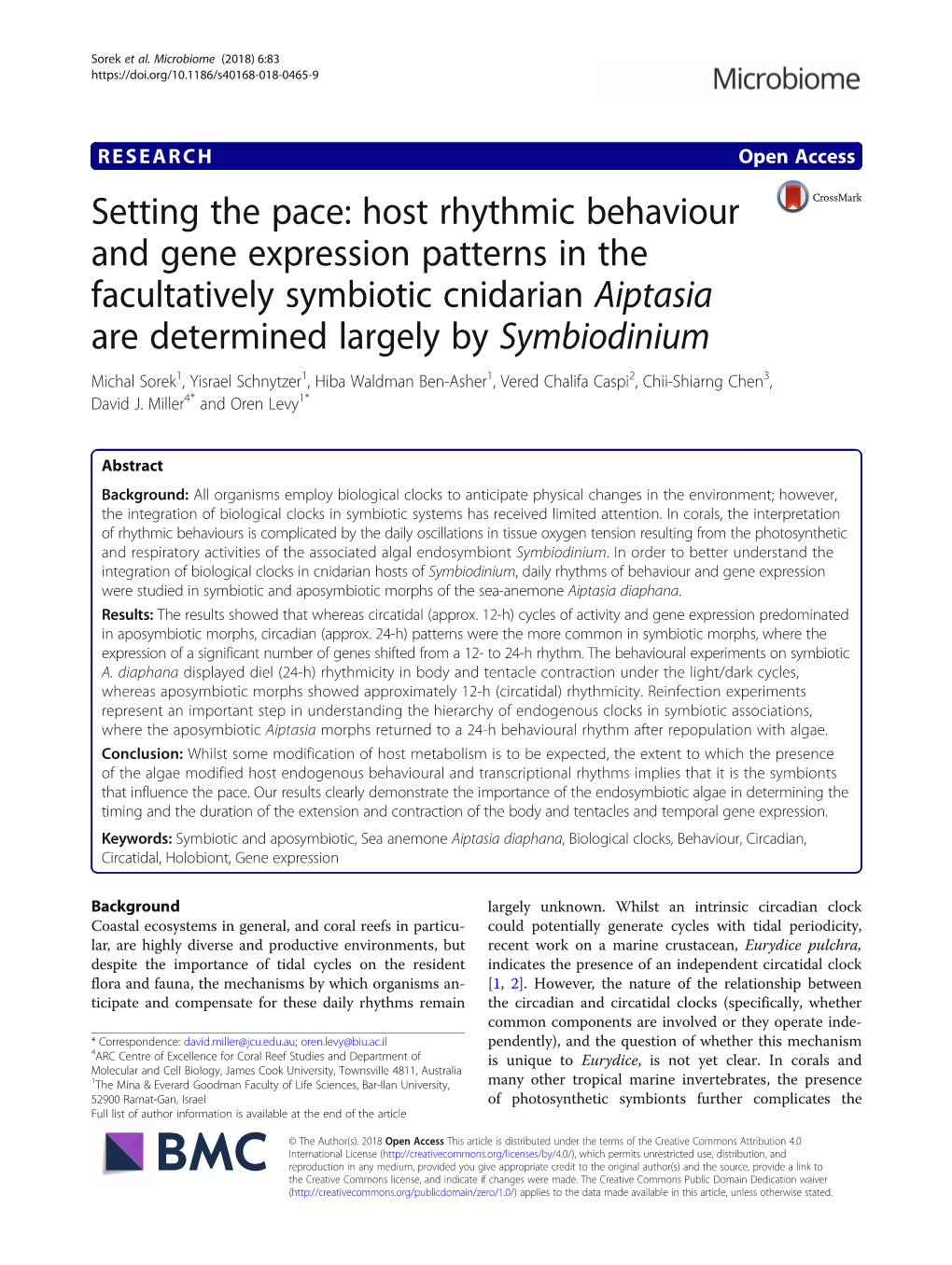 Host Rhythmic Behaviour and Gene Expression Patterns in The