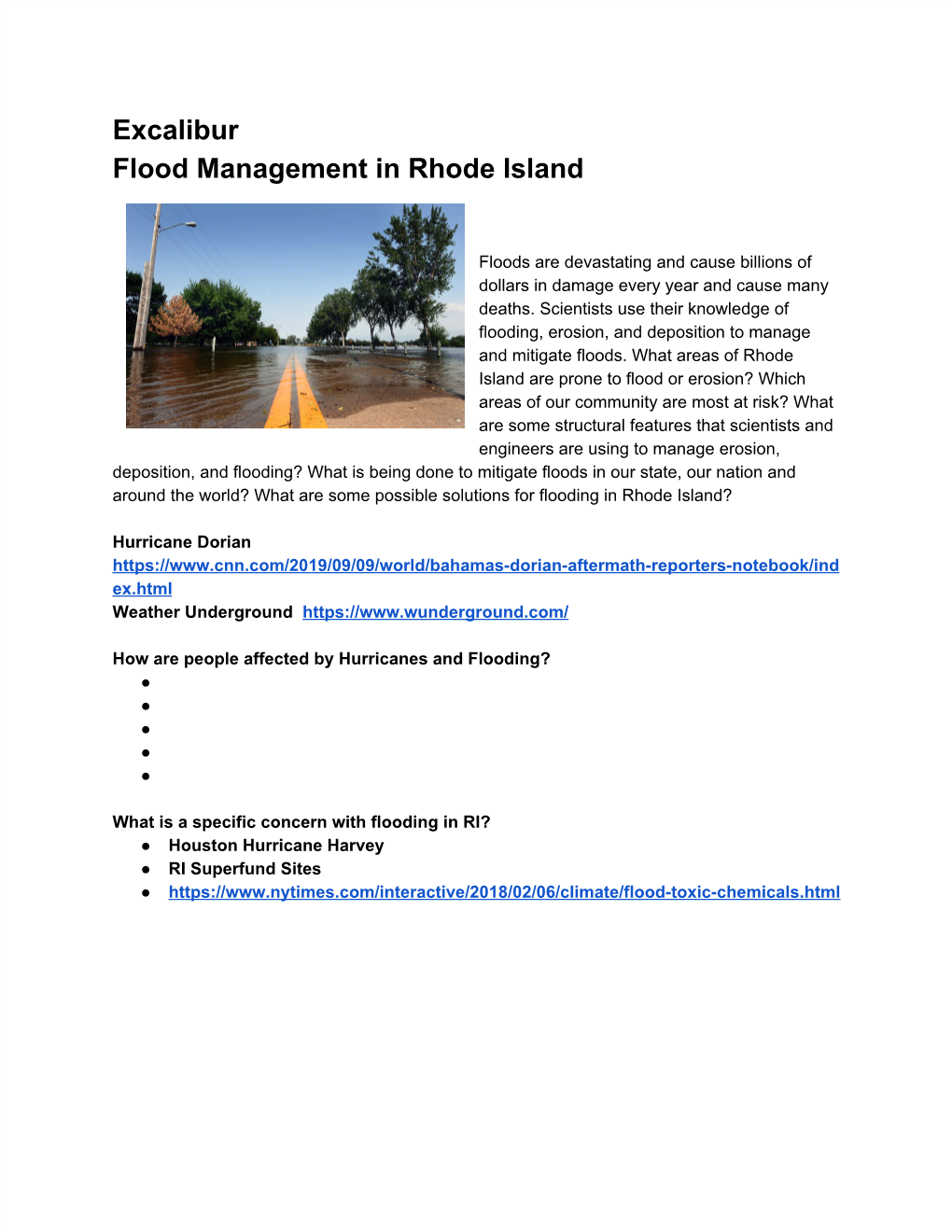 Excalibur Flood Risk in RI