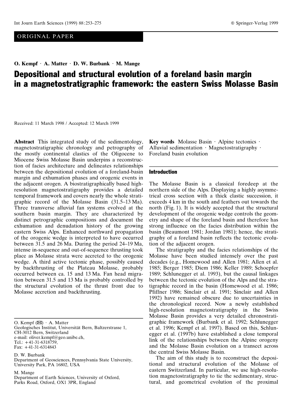 Depositional and Structural Evolution of a Foreland Basin Margin in a Magnetostratigraphic Framework: the Eastern Swiss Molasse Basin