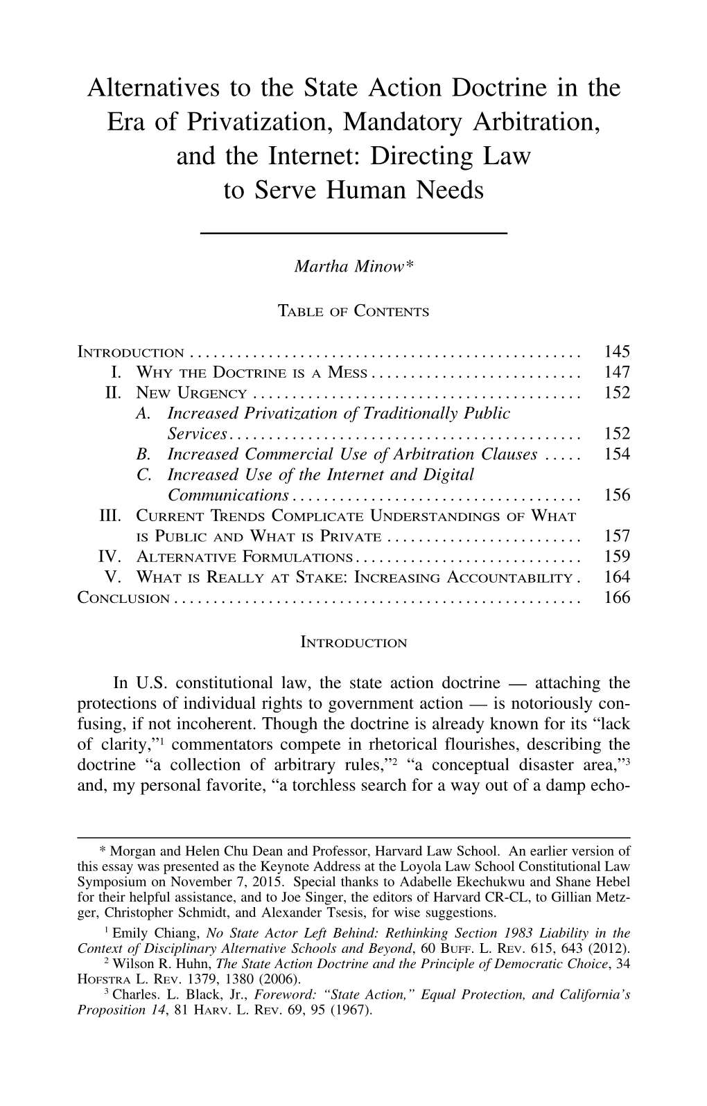 Alternatives to the State Action Doctrine in the Era of Privatization, Mandatory Arbitration, and the Internet: Directing Law to Serve Human Needs