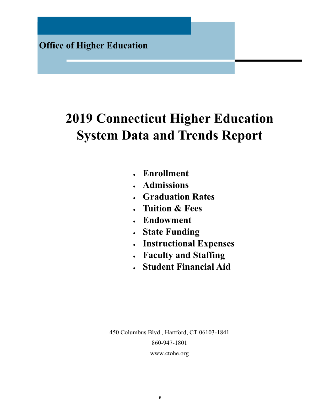 2019 Connecticut Higher Education System Data and Trends Report