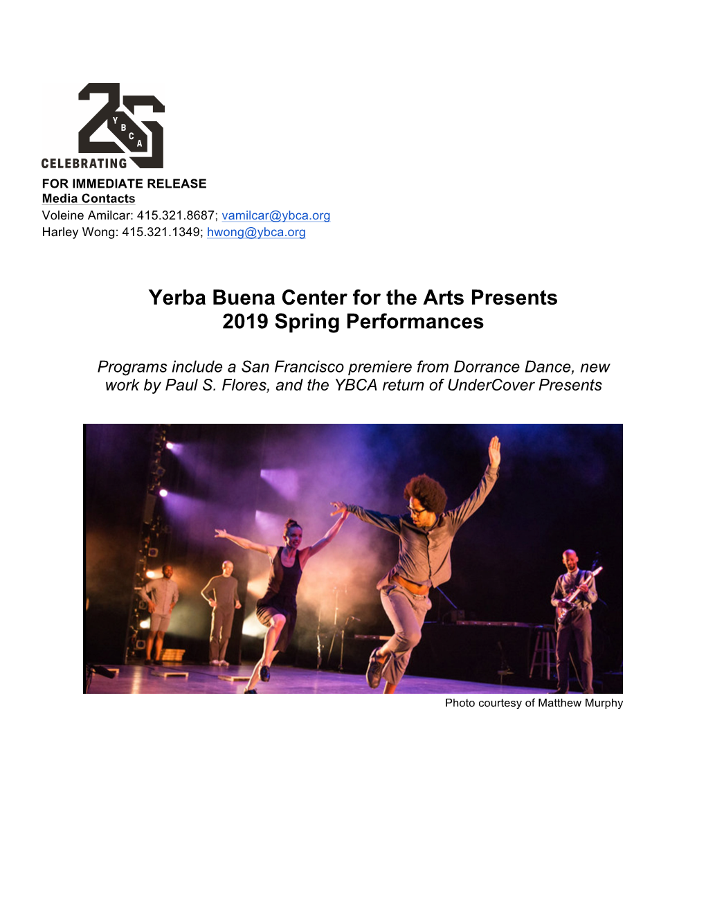 Yerba Buena Center for the Arts Presents 2019 Spring Performances