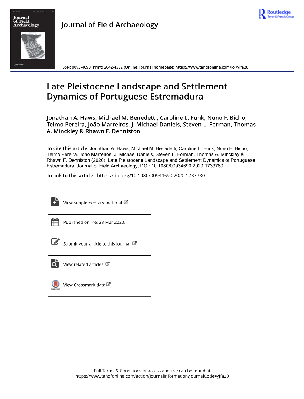 Late Pleistocene Landscape and Settlement Dynamics of Portuguese Estremadura