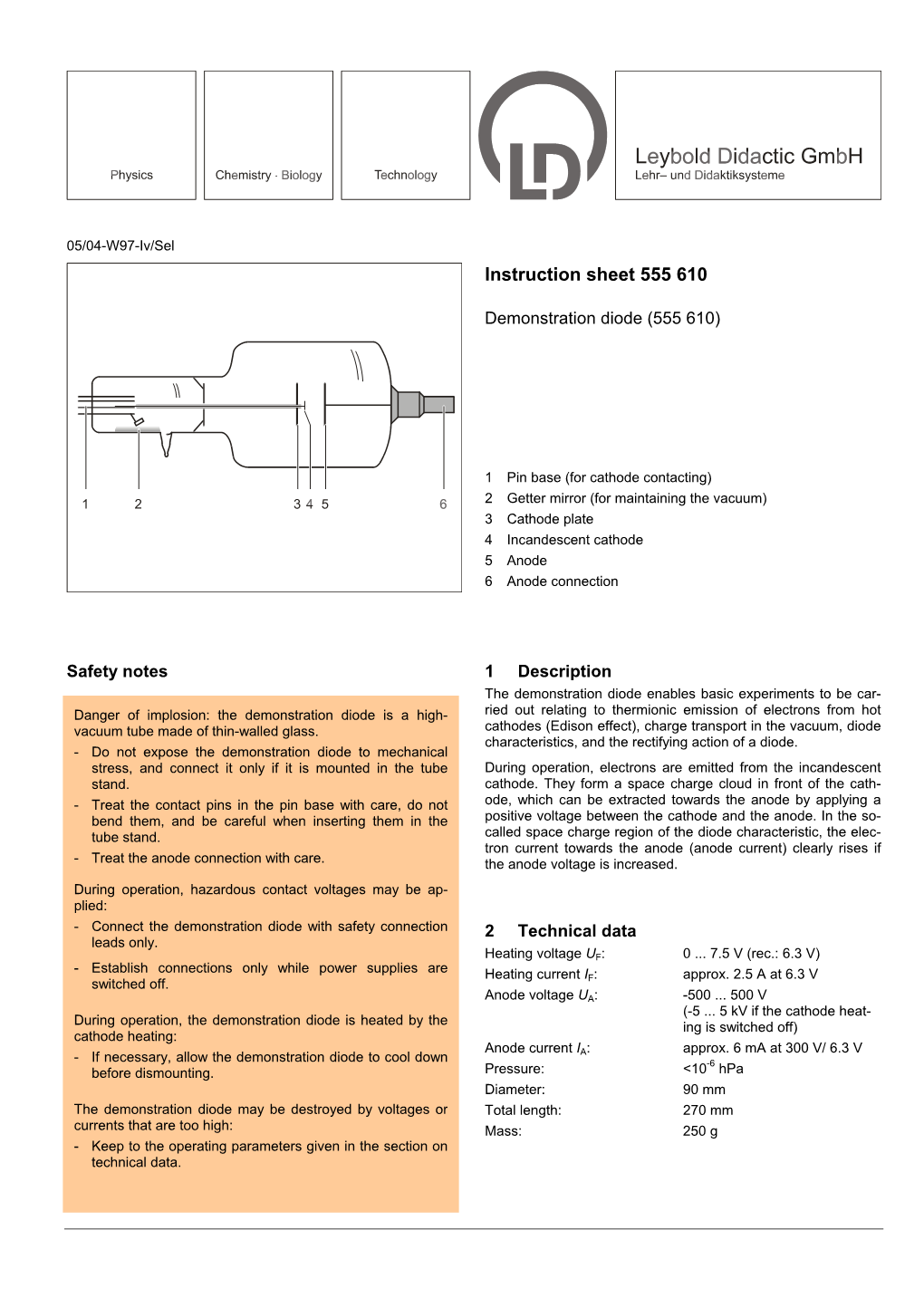 Instruction Sheet 555 610