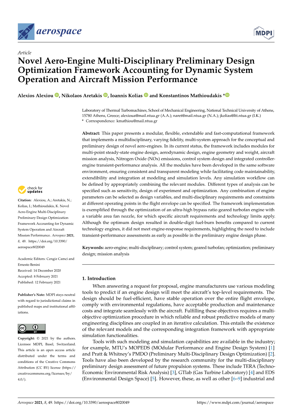 Novel Aero-Engine Multi-Disciplinary Preliminary Design Optimization Framework Accounting for Dynamic System Operation and Aircraft Mission Performance