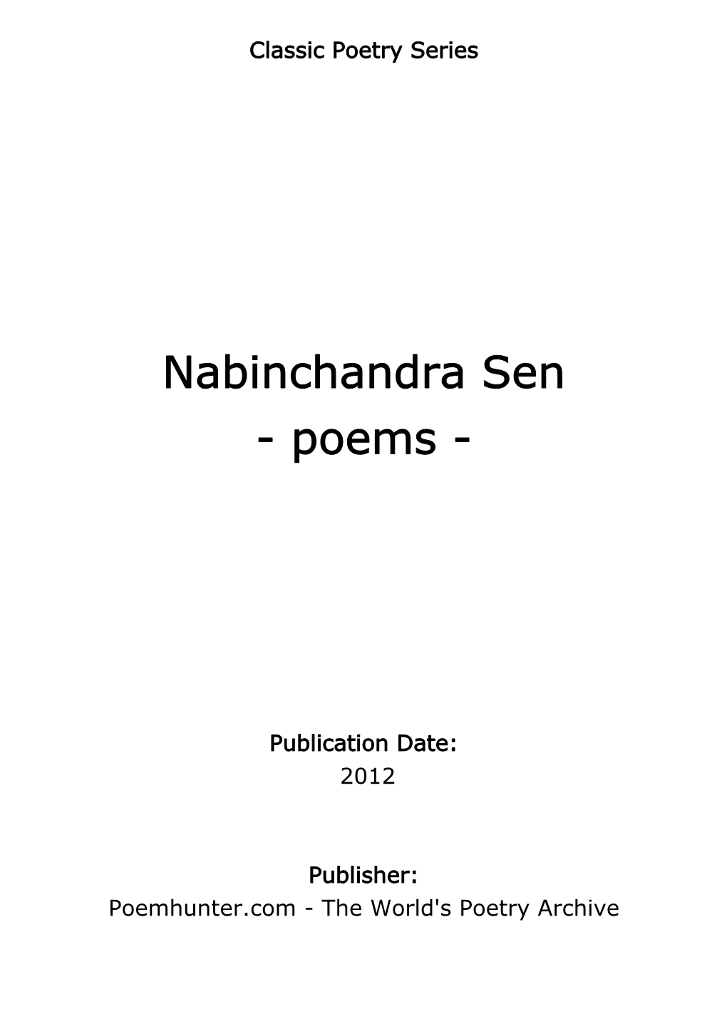 Nabinchandra Sen - Poems