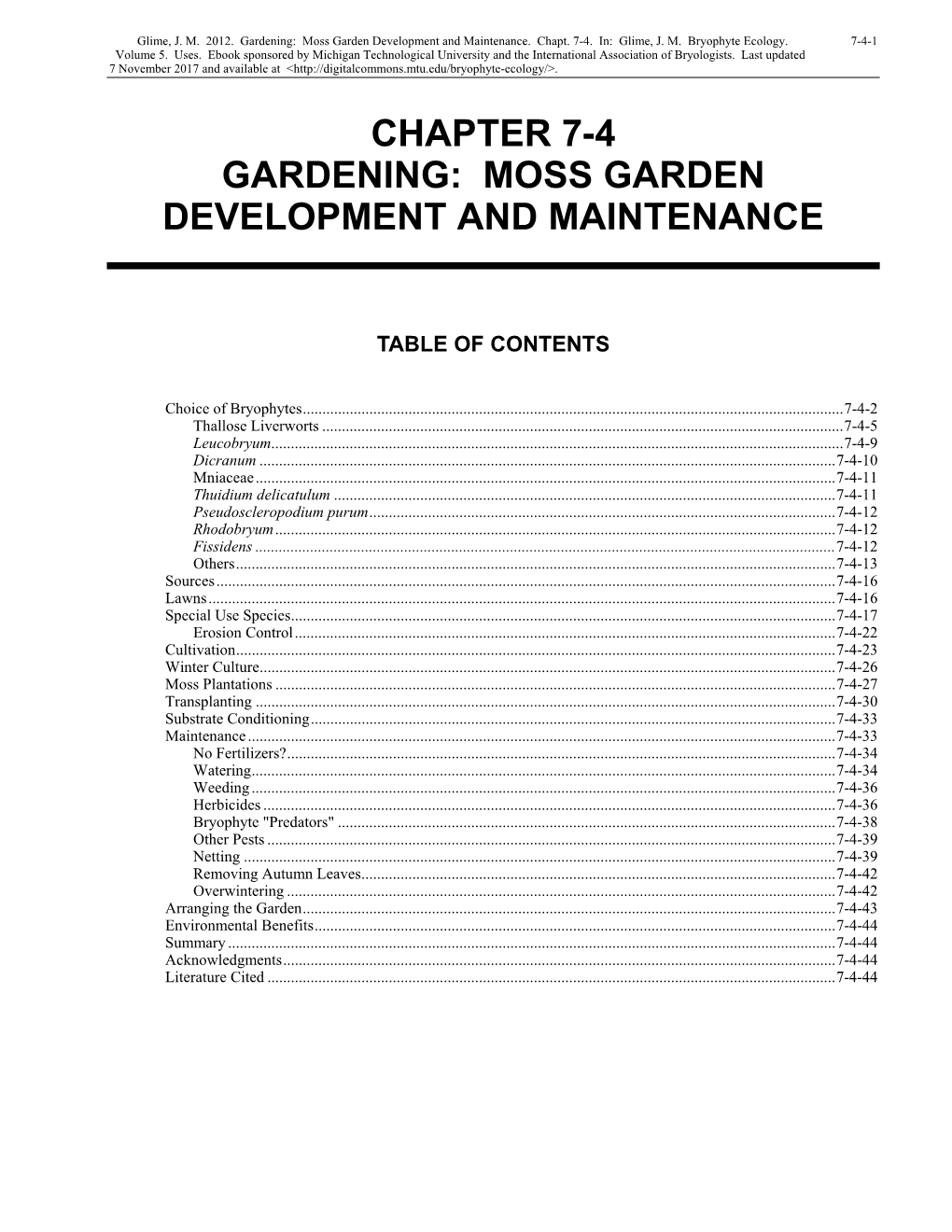 Volume 5, Chapter 7-4: Gardening: Moss Garden Development and Maintenance