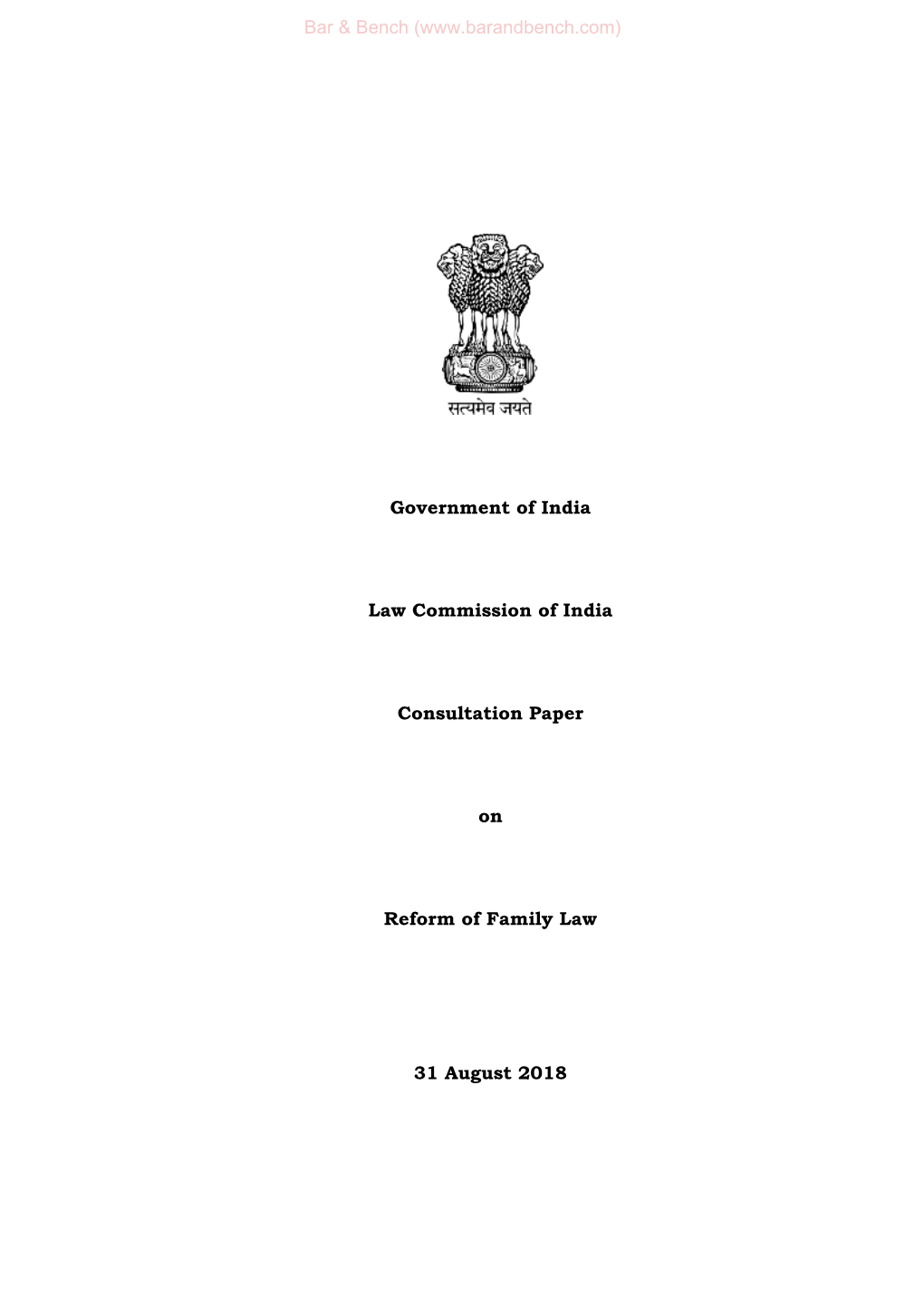 Government of India Law Commission of India Consultation Paper On