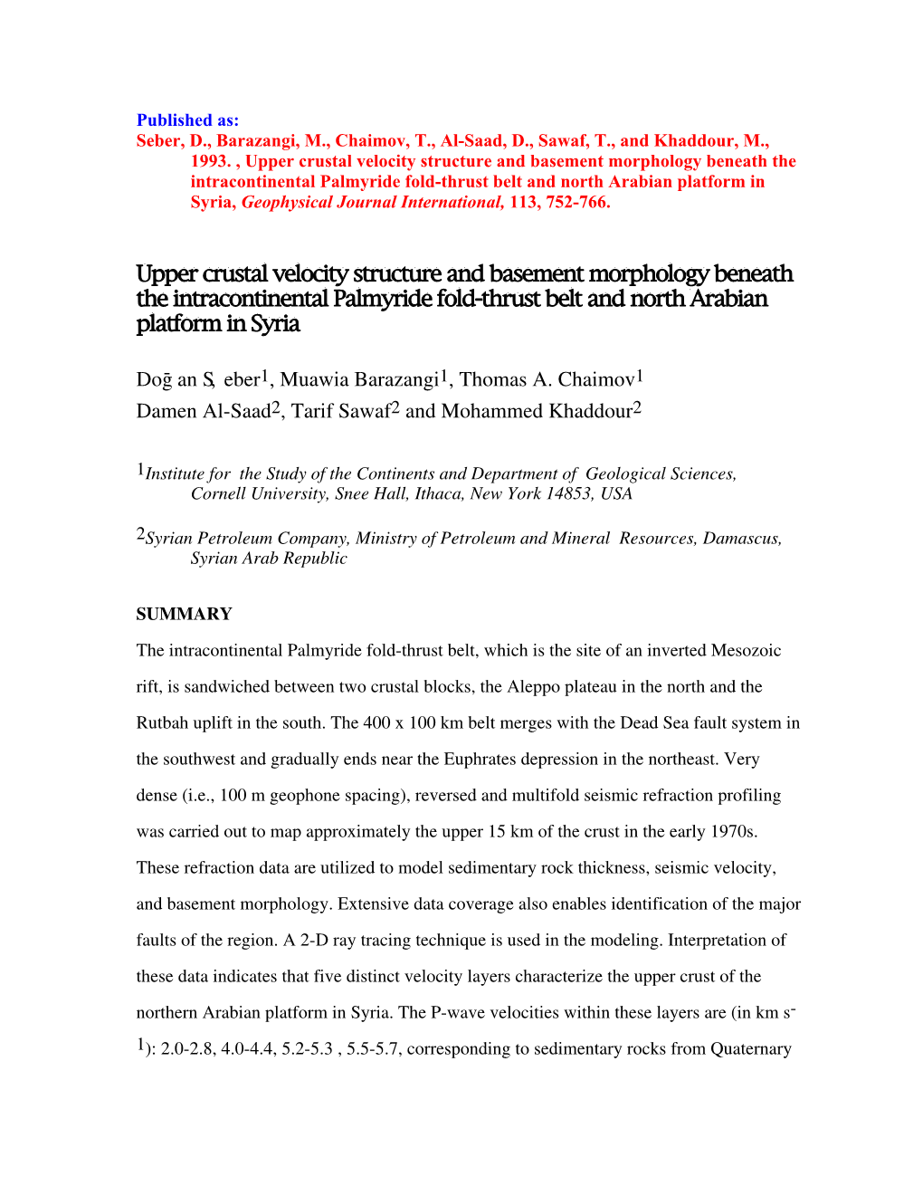 Upper Crustal Velocity Structure and Basement Morphology Beneath The