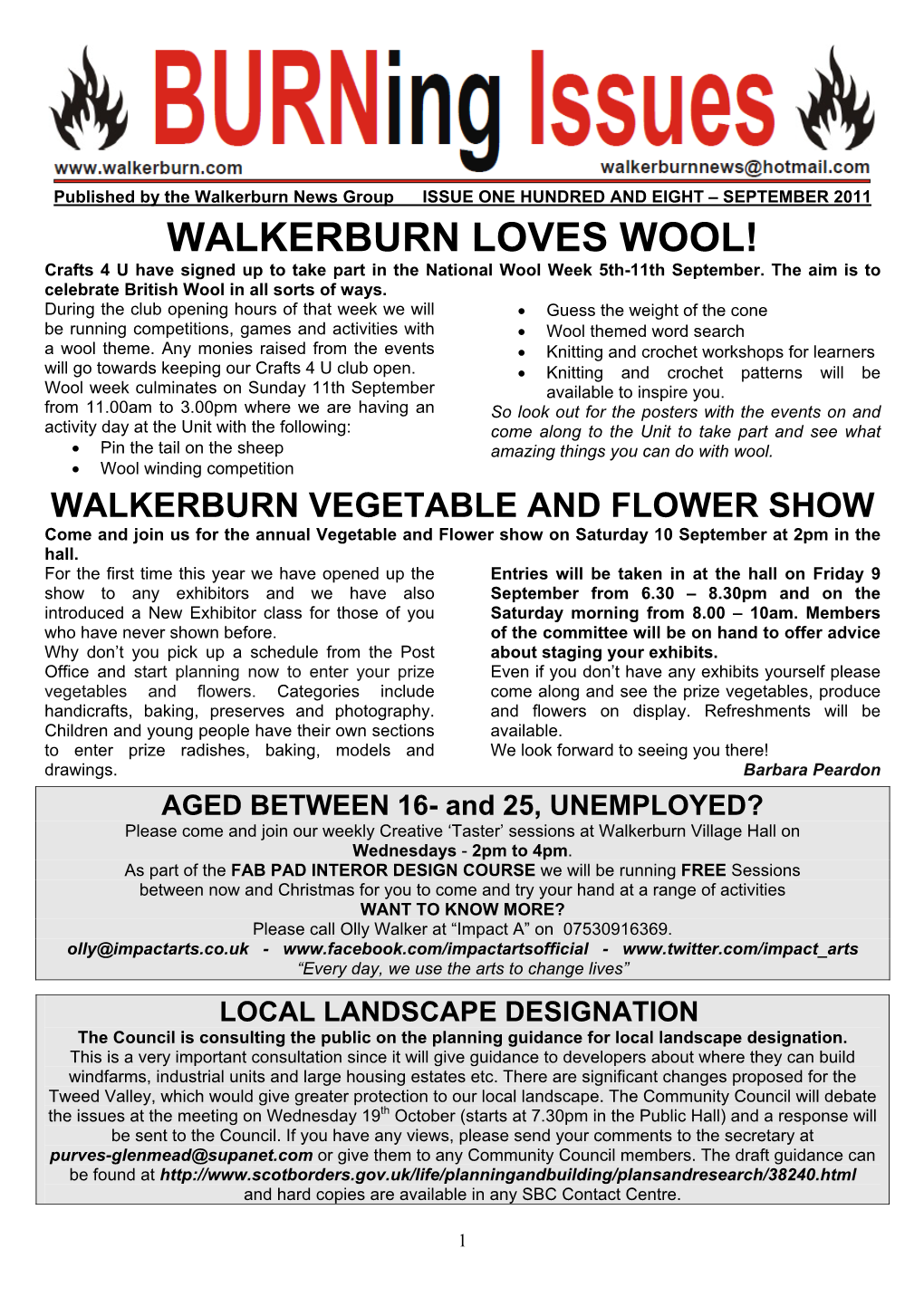 WALKERBURN LOVES WOOL! Crafts 4 U Have Signed up to Take Part in the National Wool Week 5Th-11Th September