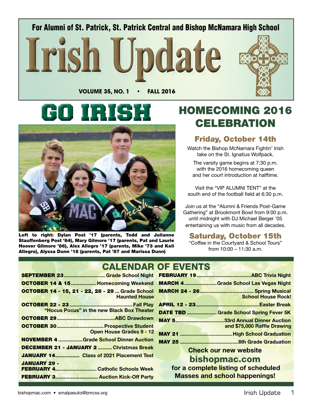 Go Irish Homecoming 2016 Celebration