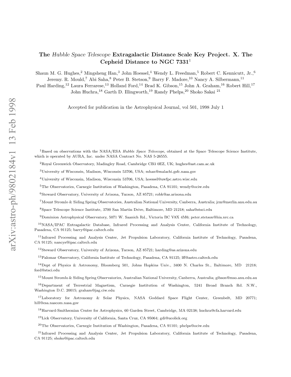 Arxiv:Astro-Ph/9802184V1 13 Feb 1998 Ahntndc 01;Graham@Jag.Ciw.Edu 20015; D.C