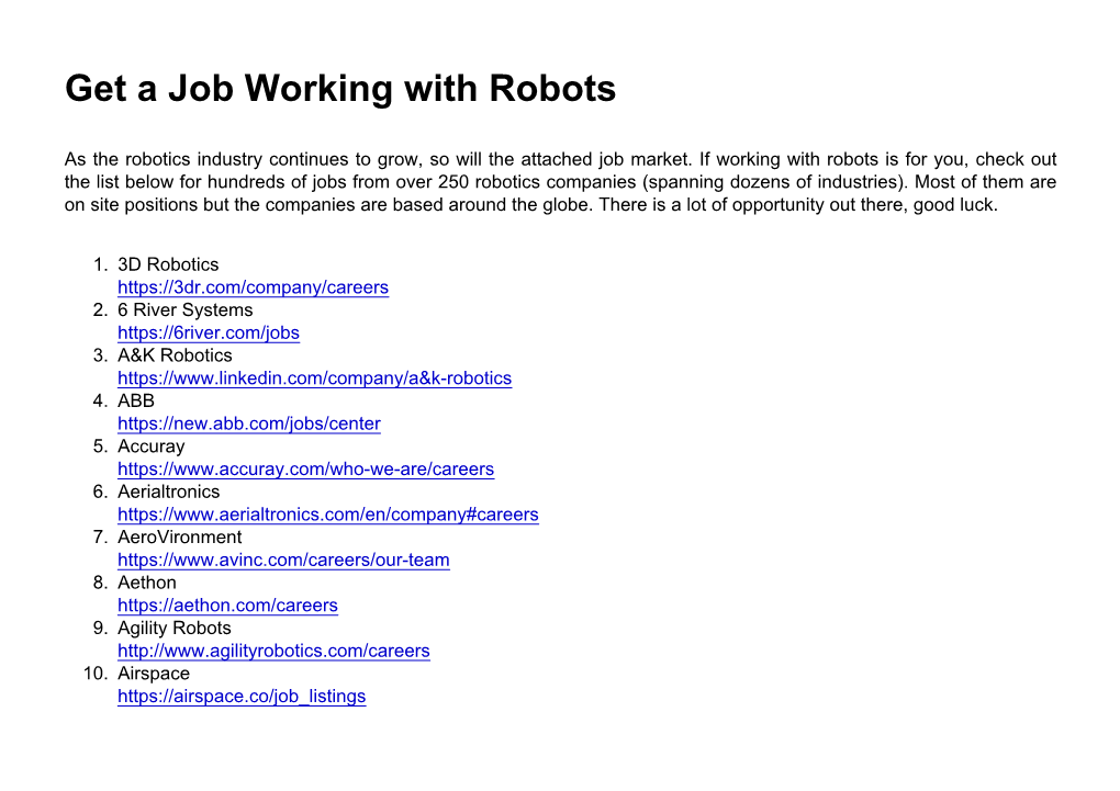 Get a Job Working with Robots