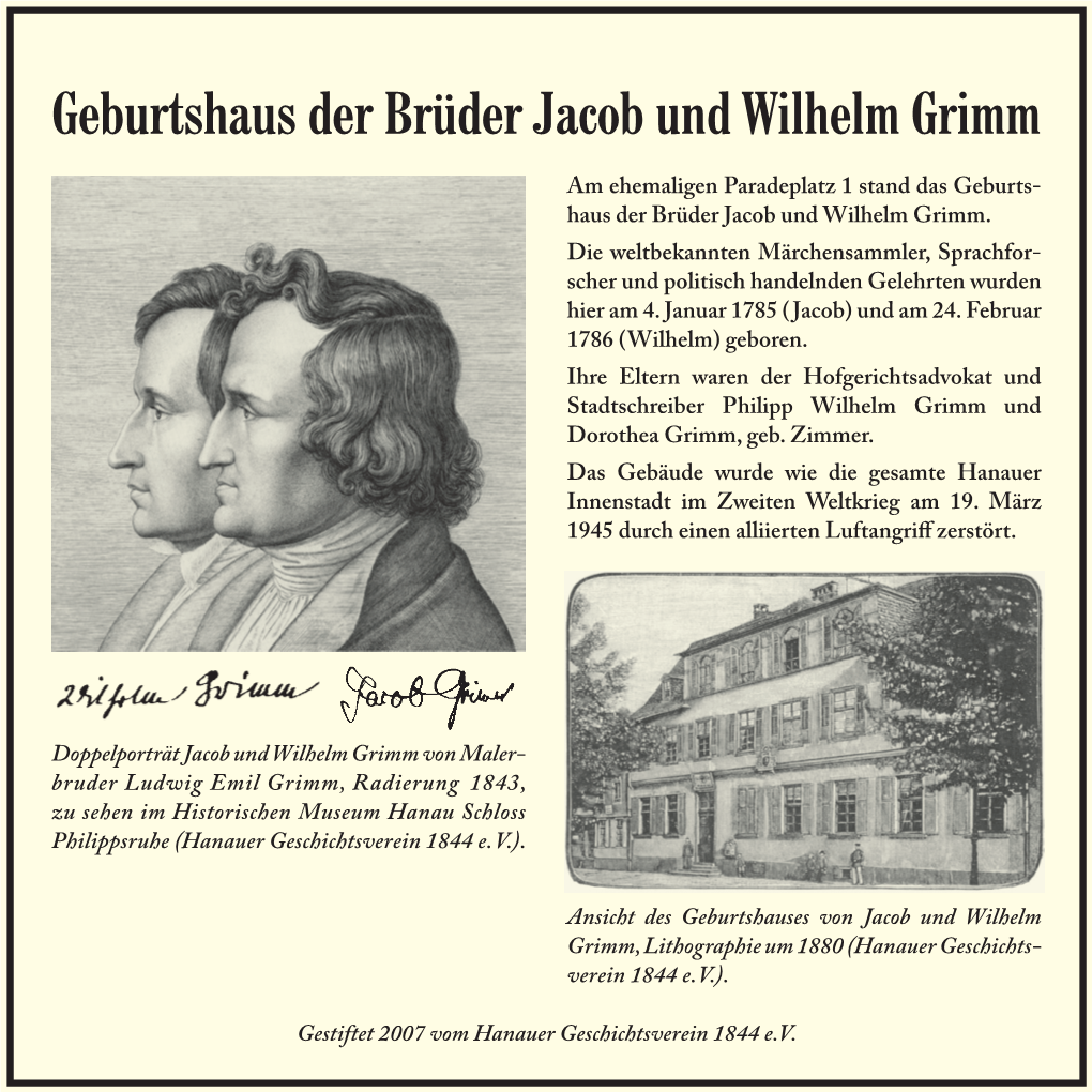 Geburtshaus Der Brüder Jacob Und Wilhelm Grimm