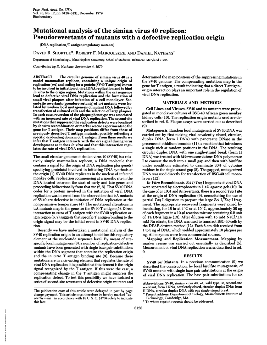 Pseudorevertants of Mutants with a Defective Replication Origin (DNA Replication/T Antigen/Regulatory Mutants) DAVID R