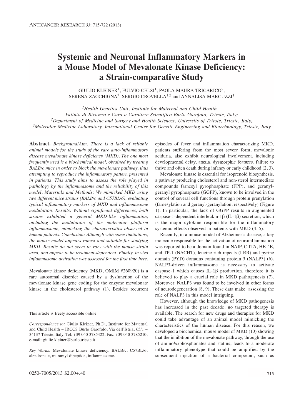 Systemic and Neuronal Inflammatory Markers in a Mouse Model of Mevalonate Kinase Deficiency: a Strain-Comparative Study