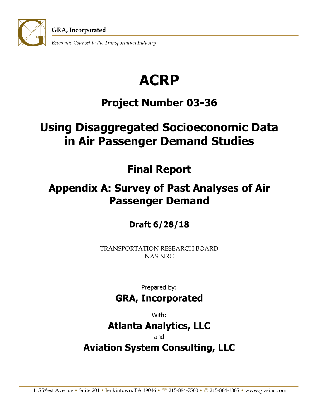 Appendix A: Survey of Past Analyses of Air Passenger Demand