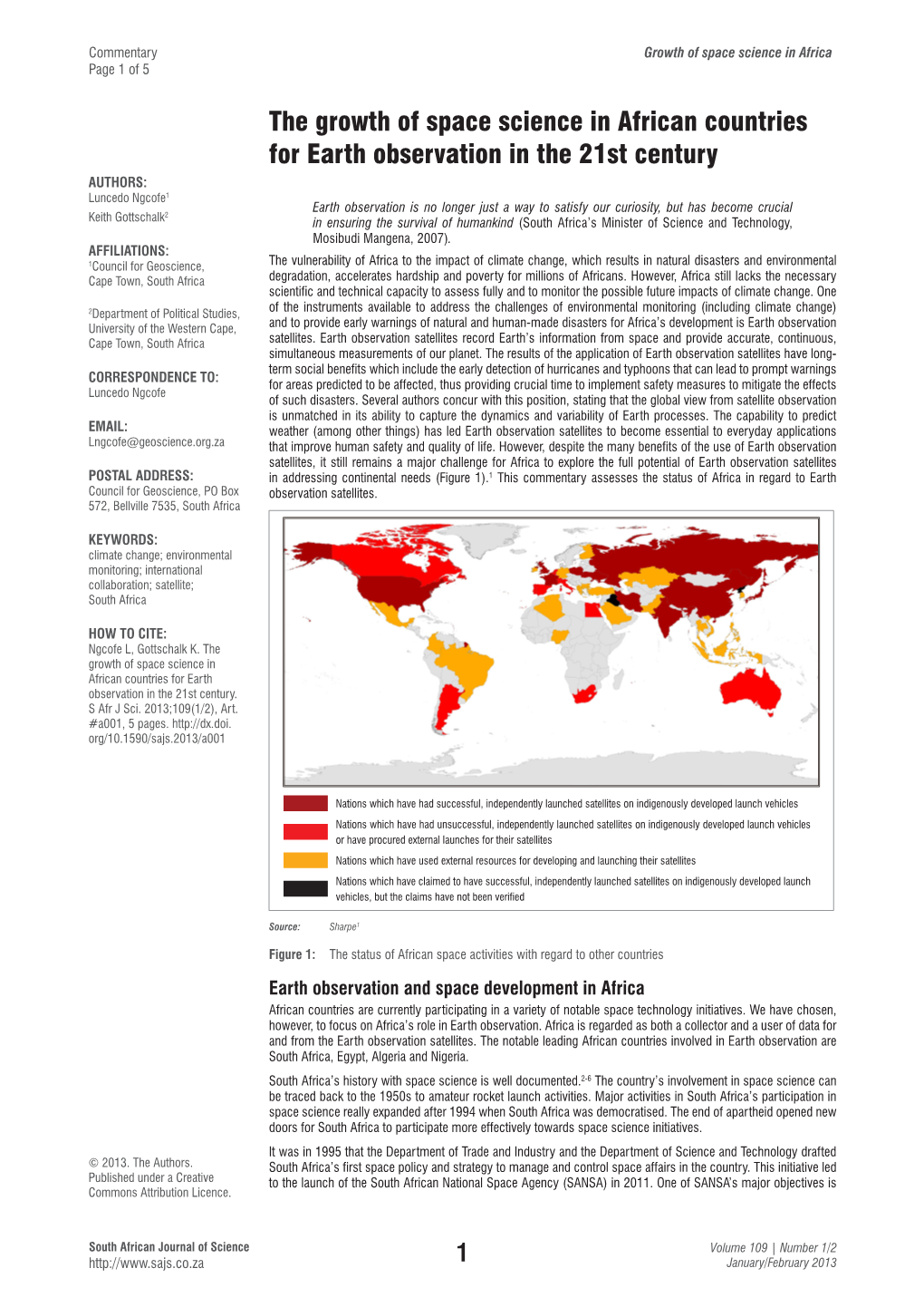 The Growth of Space Science in African Countries for Earth Observation in the 21St Century