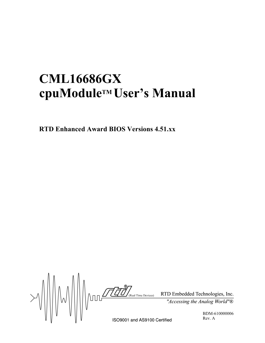 CML16686GX Cpumoduletm User's Manual