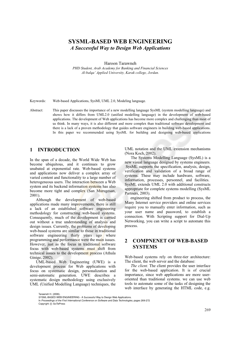 SYSML-BASED WEB ENGINEERING a Successful Way to Design Web Applications