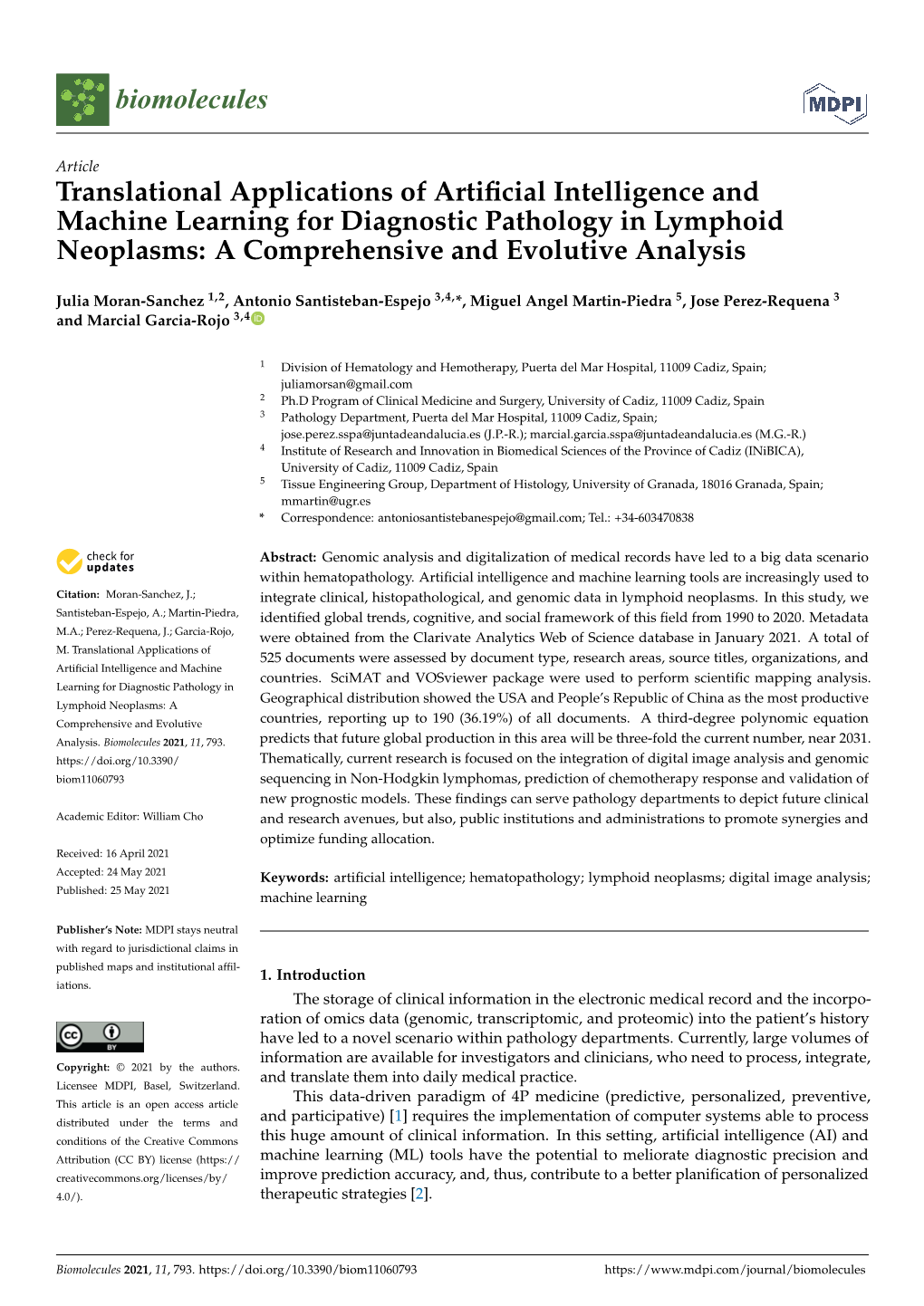 Translational Applications of Artificial Intelligence and Machine