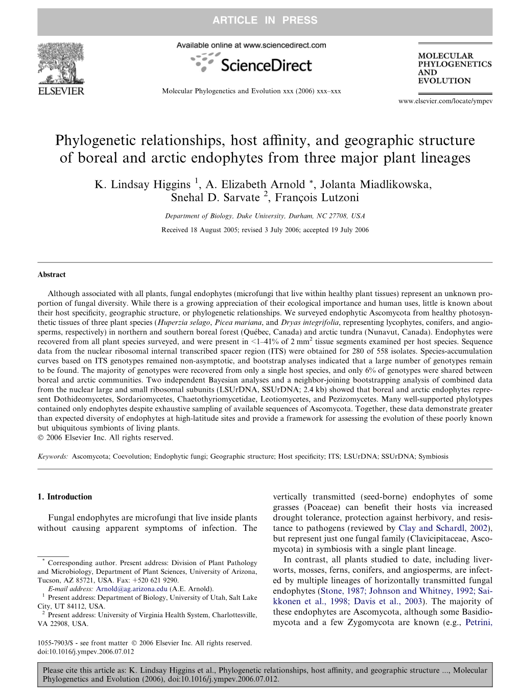 Phylogenetic Relationships, Host Affinity, and Geographic Structure Of