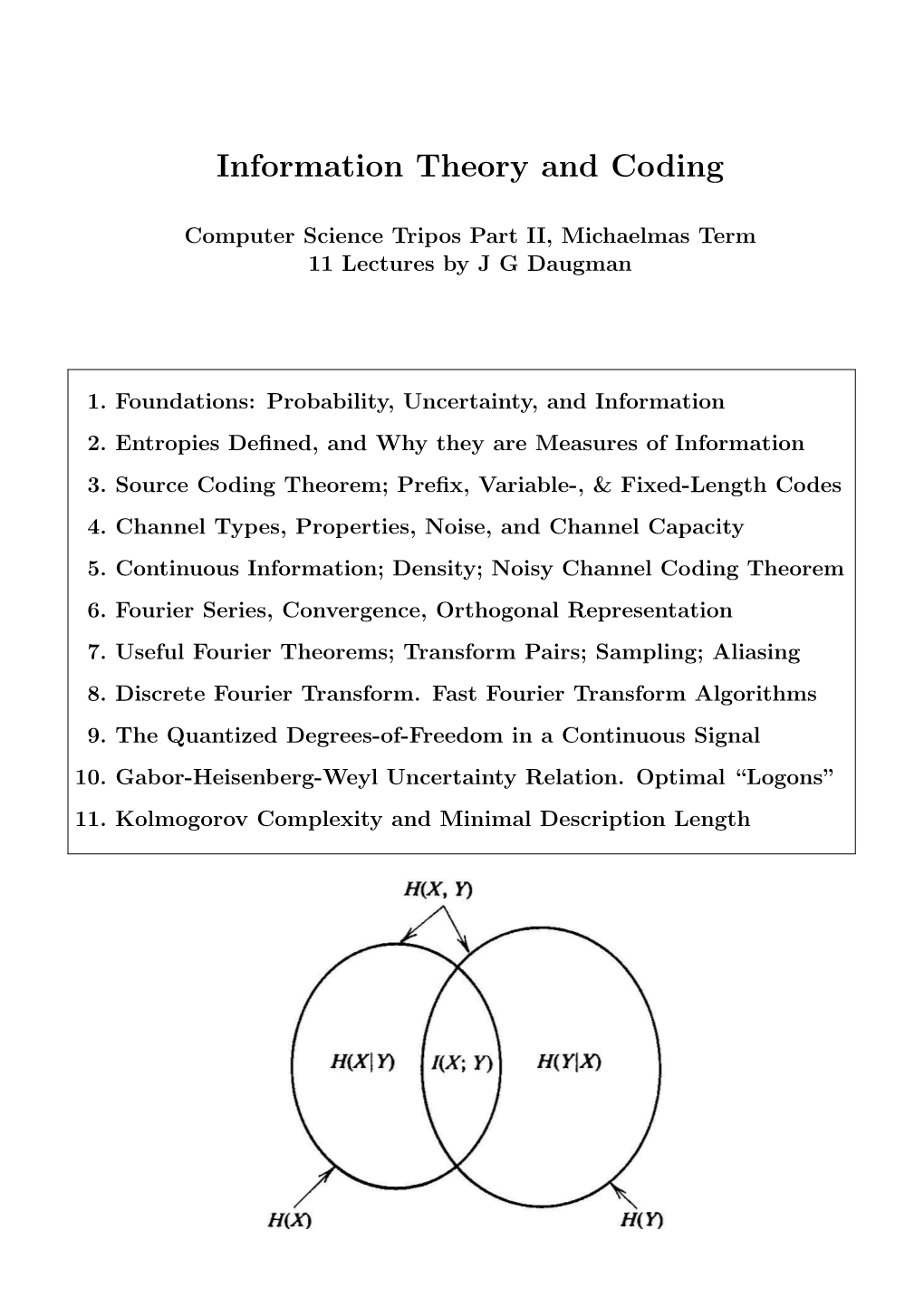 Information Theory and Coding